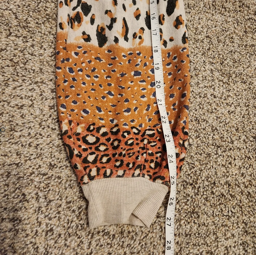 Boutique Leopard Sweater with Studded Puff Sleeves